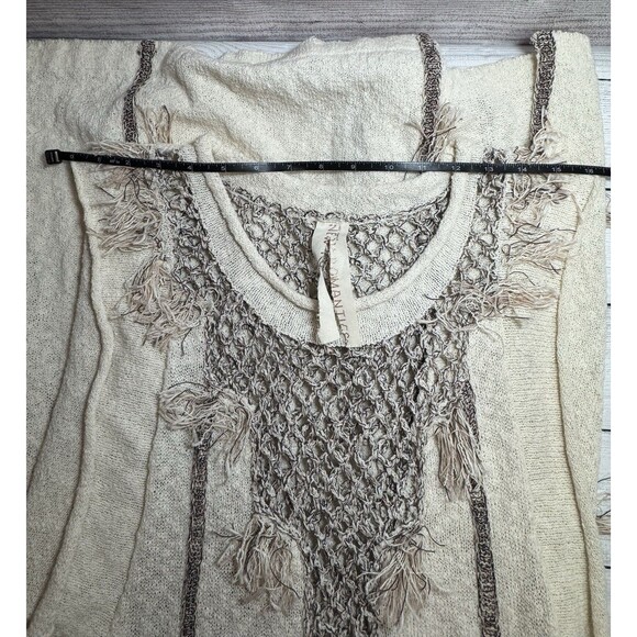 Free People Boho Dress S Ivory Cream Long Sleeve Crochet Maxi Cover Up - Picture 14 of 15